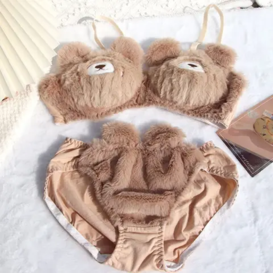 Ulta Soft Plush Kitty Teaddy Bear Lingerie Set